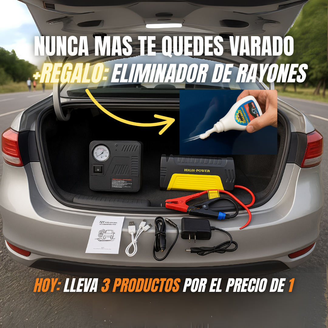 Jumper + Mini Compresor+ GRATIS ELIMINADOR DE RAYONES
