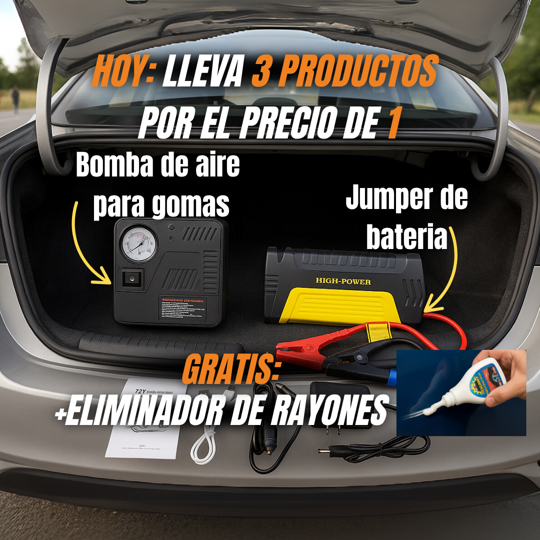 Jumper + Mini Compresor+ GRATIS ELIMINADOR DE RAYONES
